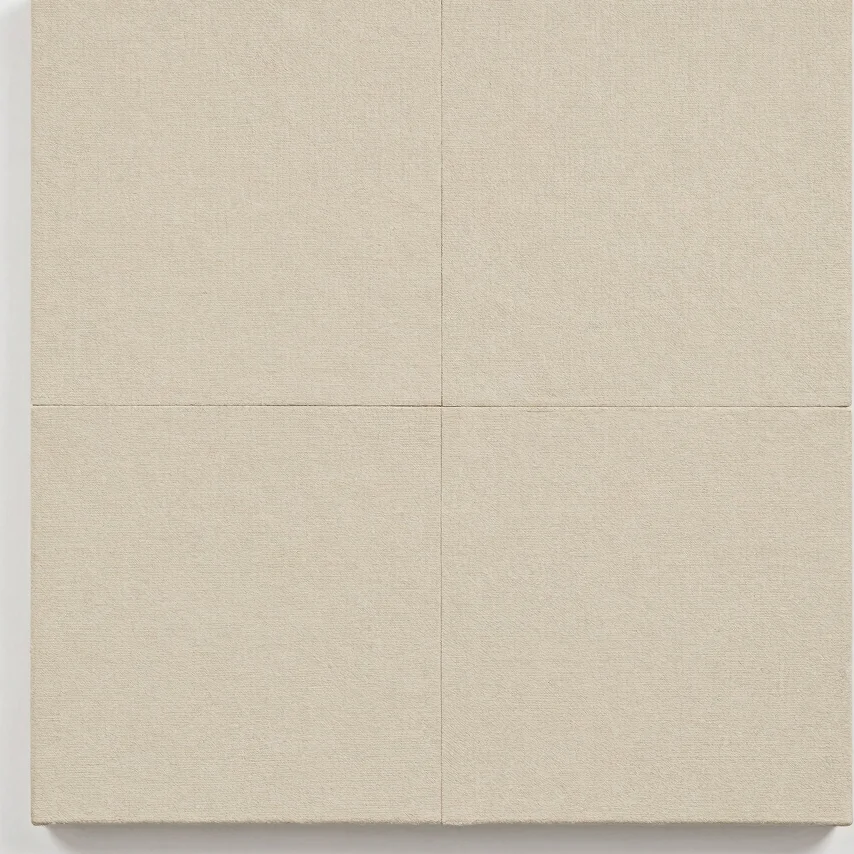 Fine art documentation photography of textured canvas, neutral light, archival accuracy.